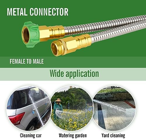 SKYWARD 100ft Stainless Steel Garden Hose,Brass Nozzle,Leakproof,Kink Free - Image 4