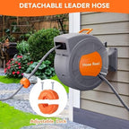 Retractable Garden Hose Reel, 1/2 Inch x 65 ft Wall Mounted, Any Length Lock Heavy Duty Garden Hose Reel with 9 Patterns Nozzle, Upgraded Slow Return System and 180°Swivel Bracket - Image 7