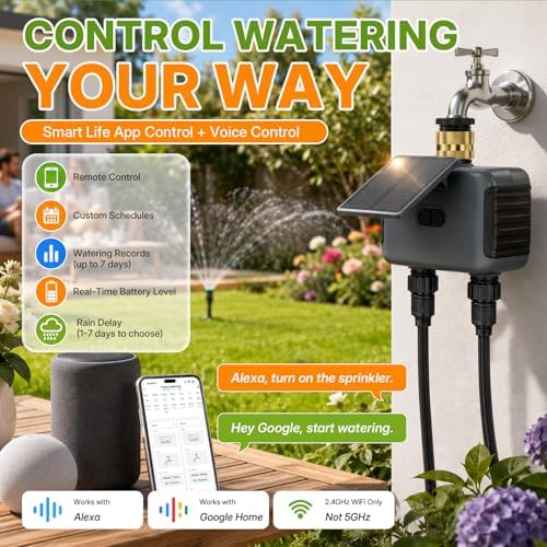 Mcbazel Solar & Type-C Charging WiFi Water Timer for Garden Hose, Smart 2-Zone Sprinkler Controller with App & Voice Control, Programmable Irrigation System with Auto & Manual Modes for Yard - Image 3