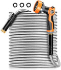Omont Metal Garden Hose 50FT, Heavy Duty 304 Stainless Steel Water Hoses with Nozzle, Flexible Garden Hose, Lightweight, Rust Proof, No-Kink & Tangle for Yard, Outdoor, RV by Omont
