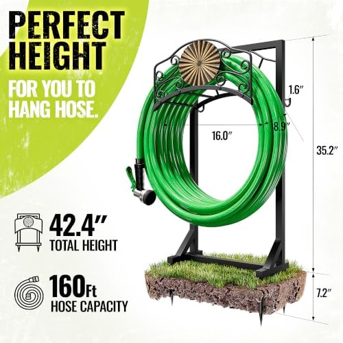 Heavy Duty Garden Hose Holder Stand with 4 Spikes Outdoor Hose Holder - Image 4