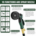 100 FT Garden Hose - Heavy Duty Non-Expandable Water Hose with 10-Function Nozzle, Kink-Free & Leak-Proof Flexible Yard Hose for Lawn and Car Washing（100FT) - Image 3