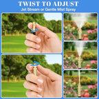 GOTGELIF 100FT Drip Irrigation Kit, with 25Pcs 360° Adjustable Nozzles, 5/16" Tubing, 30 T-connectors, Water-Saving System, Garden Watering Sprinkler for Greenhouse, Vegetable,Potted Plants, Lawn - Image 3