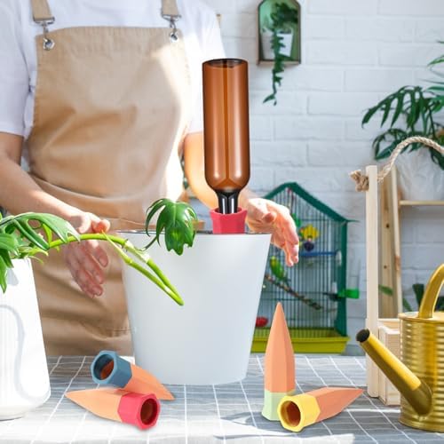 Baderke 24 Pcs 12 Set Plant Watering Devices, Terracotta Watering Spikes with 25 oz Plastic Wine Bottles, Slow Release Vacation Insert Automatic Plant Waterer Devices for Indoor Outdoor - Image 5
