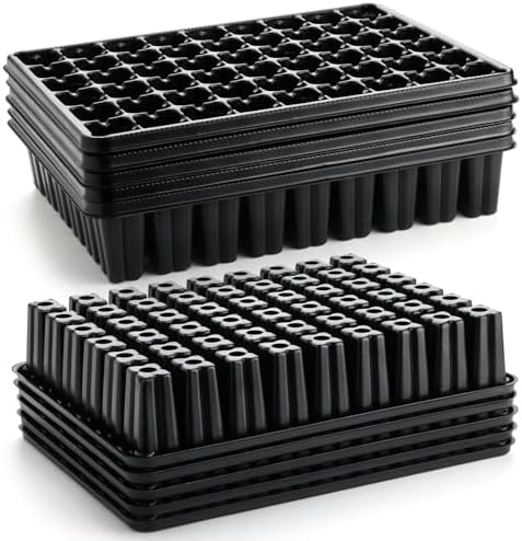 RooTrimmer 54 Cell Seed Starter Trays, 2.8" Deep Plug Flat Tray,10 Pieces Big Holes Germination Tray, Thick Durable Seedling Plastic Nursery Reusable Trays (11.14inch ×14.6 inch, 10-Pack) by RooTrimmer