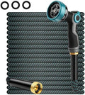 50FT Non-Expandable Garden Hose, Lightweight Kink-Free Water Hose with 10-Pattern Spray Nozzle, 3/4" Brass Connectors, Leak-Proof Abrasion Resistant Flexible Hose for Lawn, Yard, Car Washing by HmiL-U