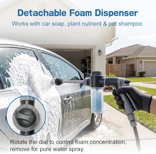High Pressure Hose Nozzle, Pressure Washer Gun with 360° Rotating Head, 4 Adjustable Spray Modes Power Washer Nozzle for 3/4" Garden Hose, Suitable for Car Yard Patio Pets Washing (C) - Image 3