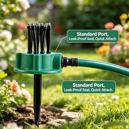 LONGLUAN 360° Coverage Precision Garden Irrigation Sprinkler, Lawn Irrigation System, Multi-Directional Automatic Water Sprinklers for Large Area Yard, Vegetable Garden, Flower Bed (4pcs) - Image 6