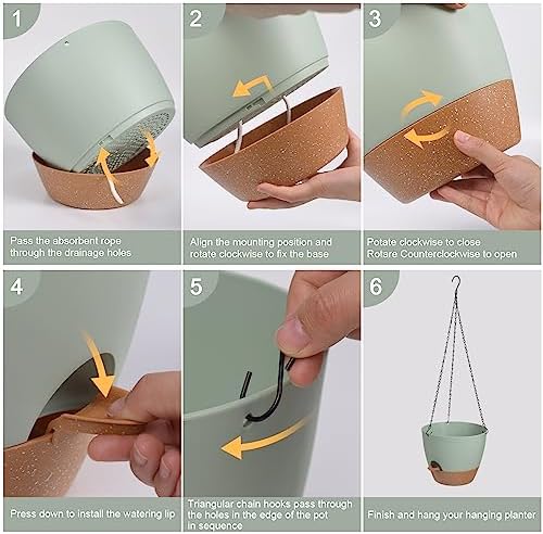12 Inch Self Watering Hanging Planters for Indoor Outdoor Plants, 1 Pack - Image 4