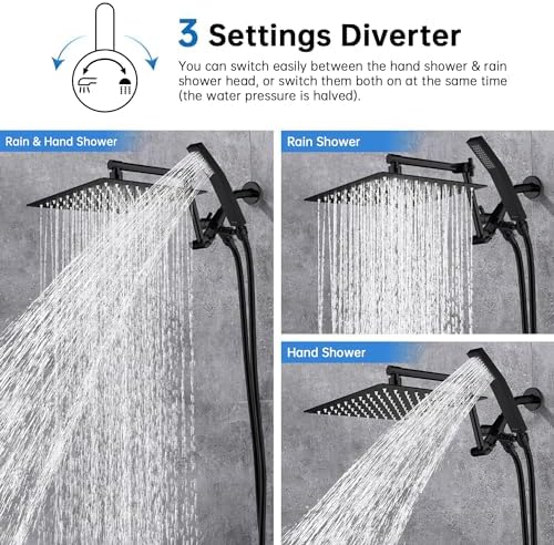 G-Promise All Metal 12 Inches Rainfall Shower Head with Handheld Combo - Image 3