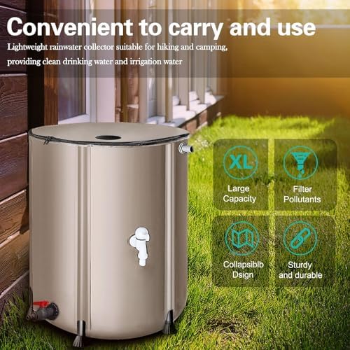 Collapsible Rain Barrel with Zipper Open, Portable Rainwater Collection System Kit, PVC Rain Catcher Barrel for Outdoor Garden Camping(26 gallons/100L) - Image 3
