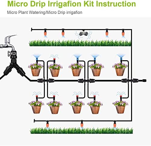 4M 8/11MM Tube+40M 1/4 Tube Garden Automatic Drip Irrigation Set,Adjustable Micro DIY Irrigation Kit Plant Water Saving System,Watering Kit for Lawn Garden Greenhouse Flower - Image 2