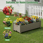 Raised Garden Bed with Wheels Outdoor, Resin Planter Box with Drain Hole and Water Level Detector for Backyard, Patio, Balcony, Gray(13.3" H) - Image 5