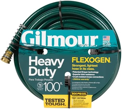 Gilmour 5/8" x 100' Heavy Duty Flexogen Water Hose, Flexible Garden Hose for Vegetable Gardens, Flower Beds, and Lawn Sprinklers, Green - Image 4