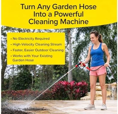 High Pressure Garden Hose Sprayer with 4 Nozzles - Powerful Water Jet Cleaner Attachment, Multi Pattern Hose Nozzle Gun - Image 3
