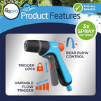 FLO-PRO - Jet Spray Gun: 3 x patterns jet, fill & cone. Hose gun includes trigger with lock & flow control. Garden hose spray gun attachment ideal for everyday use & cleaning. Fits all brands - Image 4