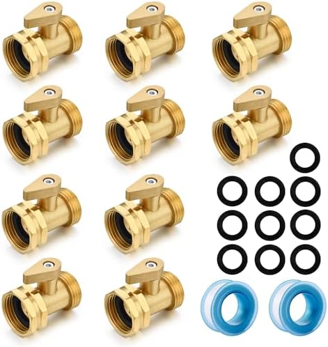 SIGURANTA Garden Hose Shut Off Valve 3/4 Inch Solid Brass Garden Hose connecto Shut Off Ball Valve (10 Set) by SIGURANTA