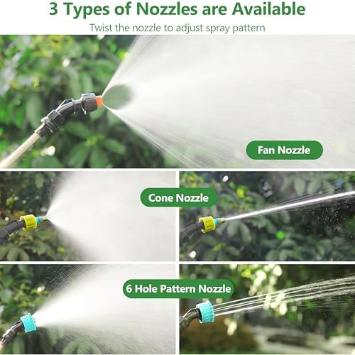 Battery Powered Sprayer Wand,23.6" Electric Sprayer Telescopic Wand with 3 Adjustable Spray Forces Portable Garden Sprayer with 16.4ft Hose 3 Water Hose Nozzle for Lawn and Garden Plant Watering - Image 5
