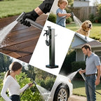 Stainless Steel Garden Water Column with Faucet & Spray Gun - 60cm Outdoor Hose Stand for Efficient Irrigation & Watering Solutions Sleek Black Design - Image 6