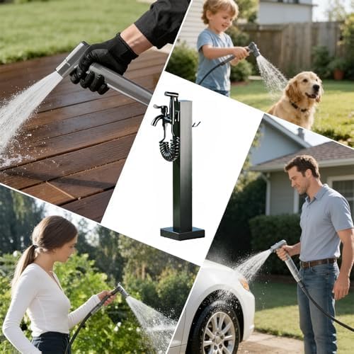 Stainless Steel Garden Water Column 60cm Outdoor Tap Post Stand with Faucet & Spray Gun Perfect for Irrigation & Watering (White 23.6in) - Image 6