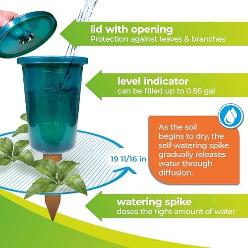 BioGreen Hydro Cup Self Watering Planter Insert | 0.66 gal | Clay Spikes & Cup | Plant Watering Globes w/Level Indicator | Terracotta/Green | 4 Pcs - Image 5