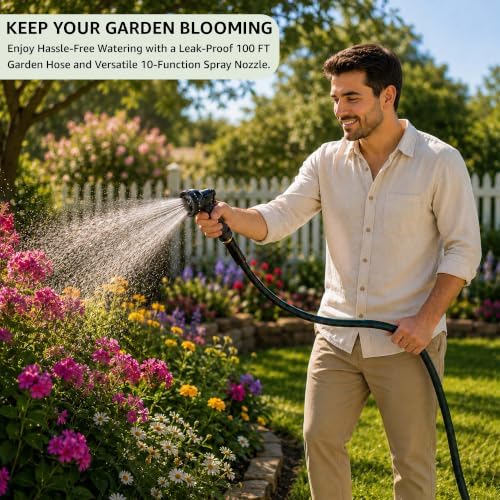 Non-Expanding 100 Ft Garden Hose, Durable & Heavy Duty Water Hose - Image 7