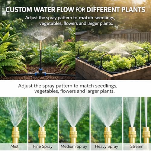 Drip Irrigation System 200FT 1/4", 36 Adjustable Copper Nozzles - Image 5