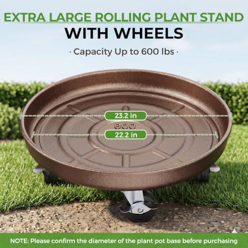 23 inch Plant Saucer Rolling Metal Extra Large Plant Caddy, 600 Lb Capacity - Image 3