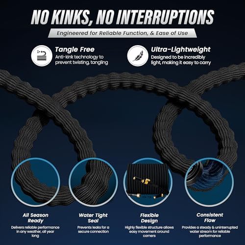 TITAN 100 ft Garden Hose – Lightweight Flexible Water Hose, Kink-Free Non-Expanding, High Flow, Solid Brass Fittings, Leak-Proof with Nozzle - Image 4