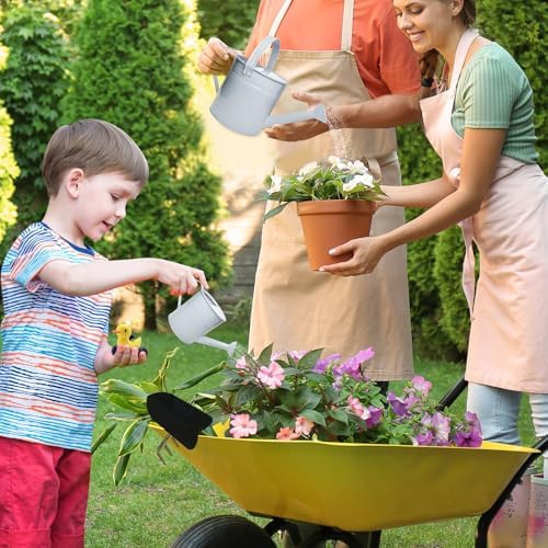 Small Metal Watering Can Set, Pink, 1.2L and 0.23L Garden Cans with Long Spout, Indoor Outdoor Plant Care (White) - Image 3
