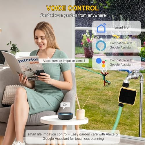 WiFi Water Timer, Smart Solar Irrigation Controller, Programmable Sprinkler Timer with Rain Delay & Manual Override, for Garden, Lawn & Yard Drip System - Image 4