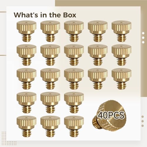 40 Brass Mist Nozzles, 0.0157 Inch Orifice Sprayers, Low-Pressure Cooling System Heads for Outdoor Garden Greenhouse Farm Irrigation, 0.39 Inch Diameter - Image 4