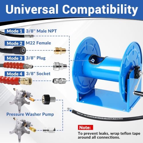 PWACCS Manual Pressure Washer Reel 150FTx3/8", 300FTx1/4" Power Hose Reel - Image 4