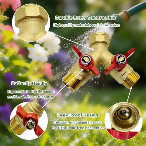 Garden Hose Splitter with 2 Pcs Garden Hose Coiled Spring Protectors - Image 2