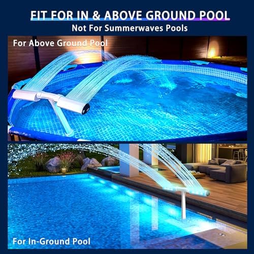 2026 Upgrade Pool Fountain for Inground/Above Ground Pools, 16-Colors 12 Modes LED Lights, Dual Spray 360° Adjustable Pool Sprinkler Waterfall Fountain, Tool-Free Installation Water Cooler - Image 3