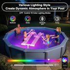 Pool Fountain for Above and Inground Pools, APP Smart Control Pool Lights with 16 Color LED Lights, Waterfall Sprinkler and Adjustable Dual Sprayer for Swimming Cooling Outdoor - Image 3