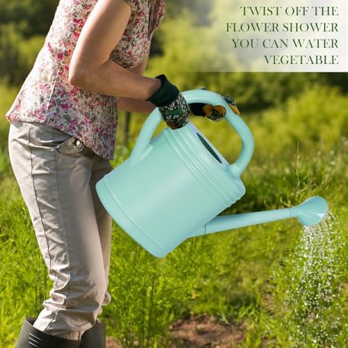 2 Gallon Watering Can for Indoor Plants, Garden Watering Cans for Outdoor Plant House Flower, Modern Plant Watering Can Large Long Spout with Sprinkler Head - Image 3