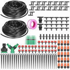 Drip Irrigation Kit, 1/4" PE Garden Watering System with Adjustable Nozzles & Timer Controller, Automatic Watering Kit for Greenhouse Patio Potted Vegetable Plants (30m Tube) by TianfuSpanda