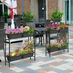 OYEAL Raised Garden Beds Outdoor with Legs 32" Tall Herb Garden Planters Box Raised Flower Beds for Gardening, Vertical Privacy Planter with Trellis for Patio, Porch, Backyard, Balcony, Grey - Image 5