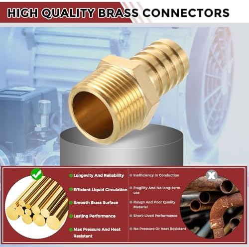 8pcs Brass Hose Barb Fittings 3/4" Hose Barb to 3/4" NPT Male - Image 4