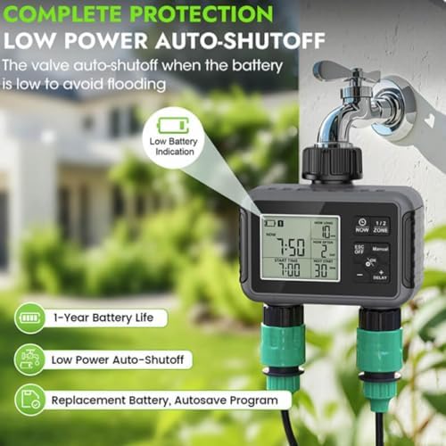 16-Nozzle Oscillating Sprinkler with Dual-Zone Sprinkler Water Timer, 360° 16-Hole Automatic Rocking Sprinkler, Turbo Orbit Mist Sprinklers System for Standard with Dual-Zone Timer - Image 7
