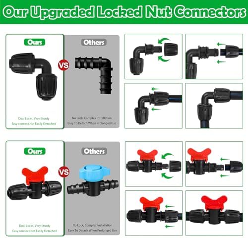 Upgraded Drip Irrigation System, 233FT Automatic Irrigation System, Watering Misting System for Greenhouse/Garden/Yard/Lawn, Micro Drip Irrigation Kit with 1/4 inch 1/2 inch Irrigation Tubing - Image 4