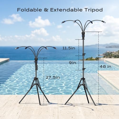 Standing Misters for Outside Patio - 4 Gallon Large Bucket & 10000mAh Water Pump, Adjustable Height 5 FT Stand Portable Misting Systems for Backyard, Beach, Pool, Sprinkler, Camping, Outdoor Cooling - Image 5