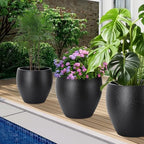 YNNICO 17.5/14.8/12.2 inch Set of 3, Large Plastic Planter with Saucer - Image 6