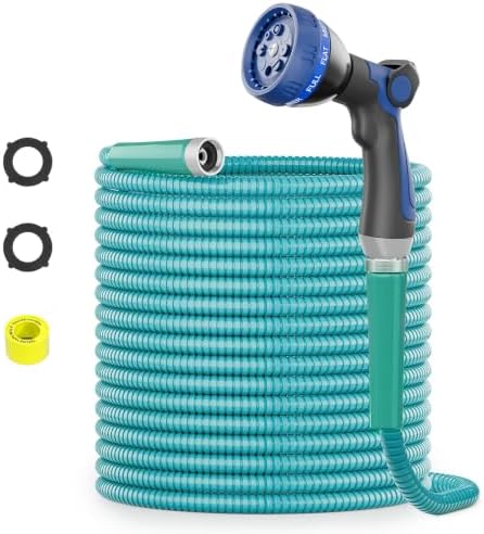 SPECILITE 25ft 304 Stainless Steel Metal Hose (Sky Blue) with Blue Nozzle by SPECILITE