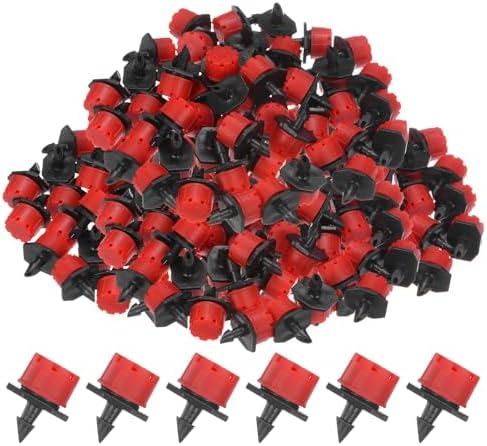 M METERXITY 400-Pack 360 Degree Adjustable Irrigation Dripper, 1/4 Inch Barbed Emitter Drip Sprinklers for Garden/Greenhouse/Flower Bed/Watering System, Anti-Clogging Emitters [Red] by MMETERXITY