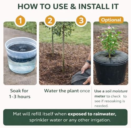 SteadySpring® 24" Smart 30+Day Tree Watering Mat - AUTO Refills with RAIN and Slow Releases As Plant Needs - for Root Balls 11" - 15" Dia Slow Release Technology Prevents Over and Under Watering (1) - Image 5