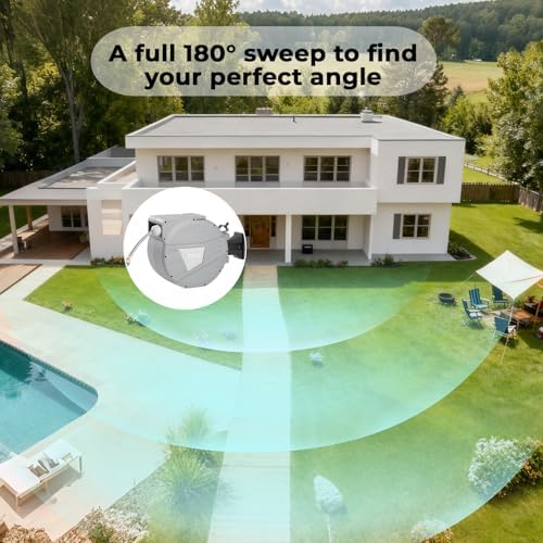Retractable Garden Hose Reel,Wall Mounted Hose Reel, Optional Position Lock，Slow-Retract System，Wall Mounted，180°Swivel Bracket，Light Grey - Image 5