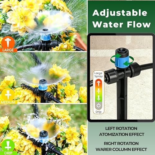 120FT Drip Irrigation System for Garden: Quick Connect 1/4" PE Tubing 18Pcs Automatic Water Sprinkler Kit Adjustable Misting Part Watering Hose, Outdoor Raised Bed Plants Flower Yard Greenhouse - Image 5