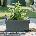 Window Box Planter 6 Pcs, 16.5 Inches Self Watering Rectangle Flower Plant Pots with Drainage Holes Trays, Vegetable Planters for Windowsill Patio Garden Balcony Porch Yard (Dark Green) - Image 5